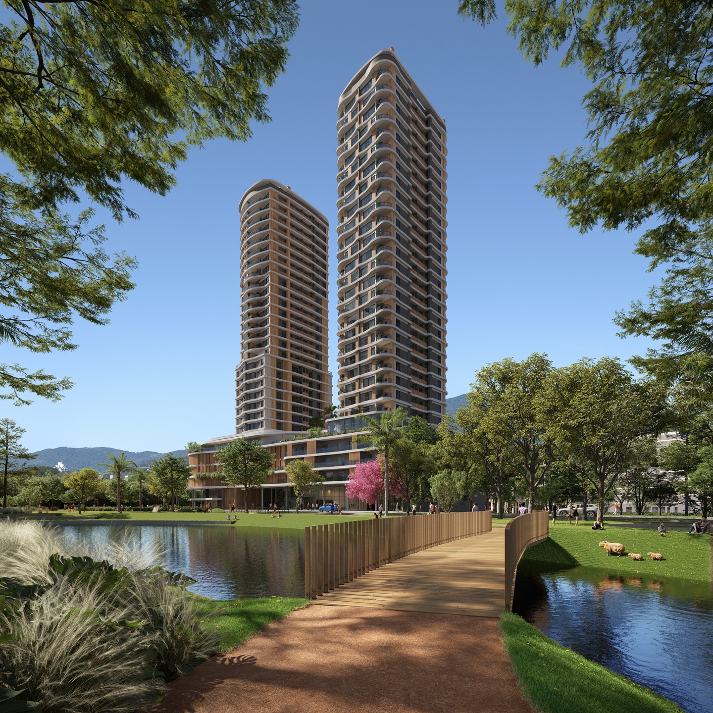 Valence Residence — Facade and park